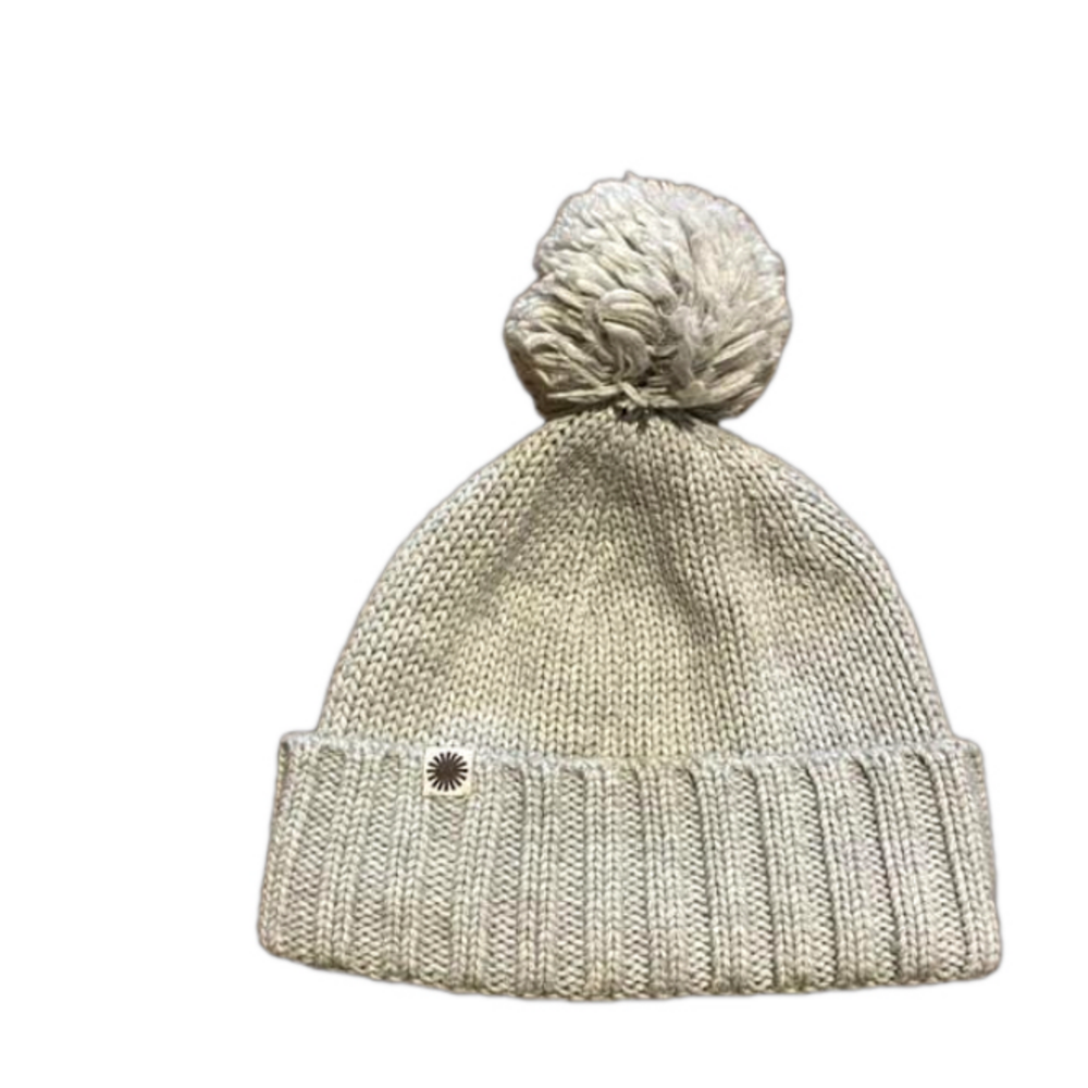 UGG Australia Wool-Blend Knit Pom-Pom Beanie Hat - Cream / Gray Heather OS